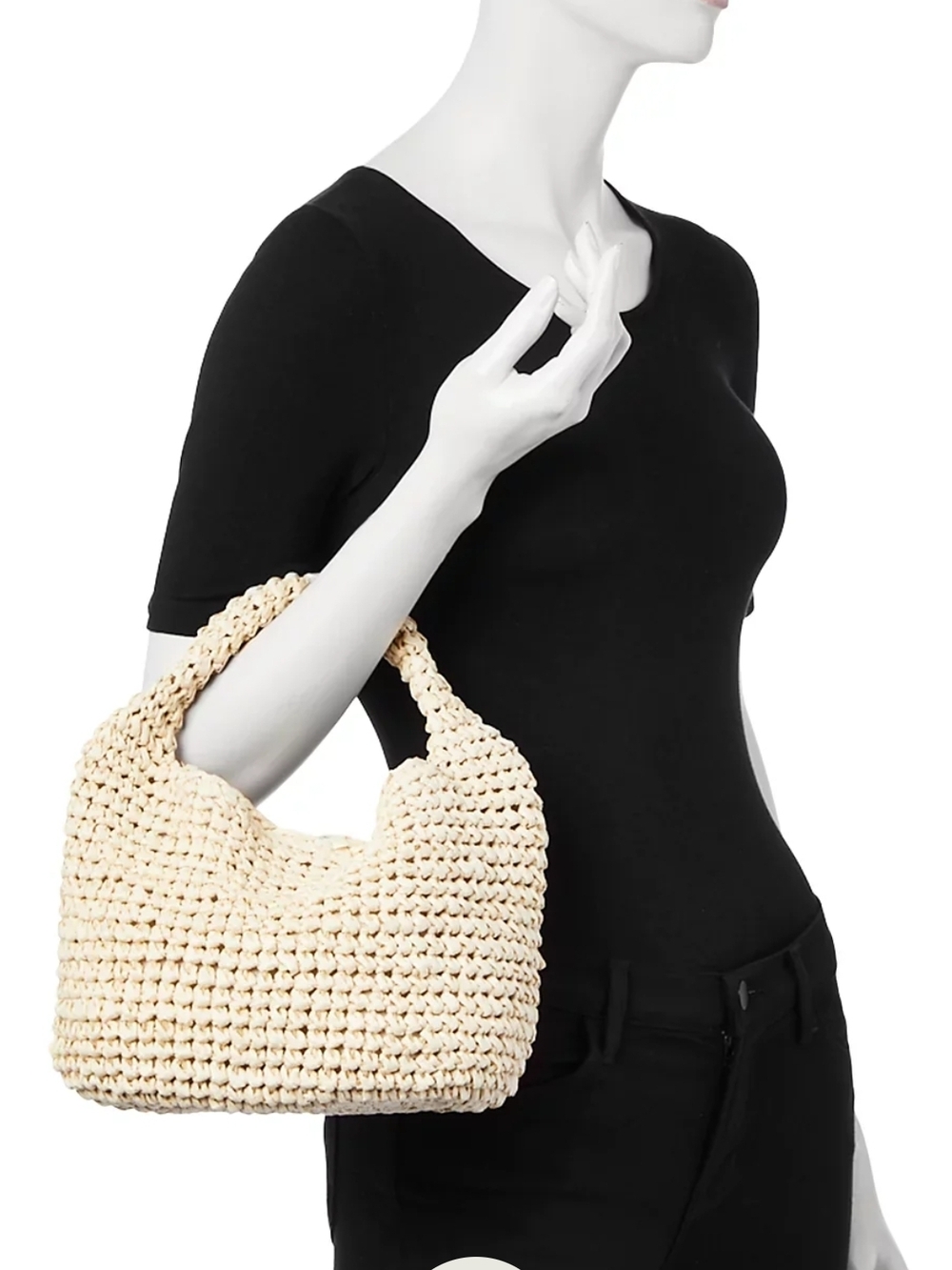 AQUA Woven Crochet Lined Shoulder Bag -Bloomingdales Exclusive